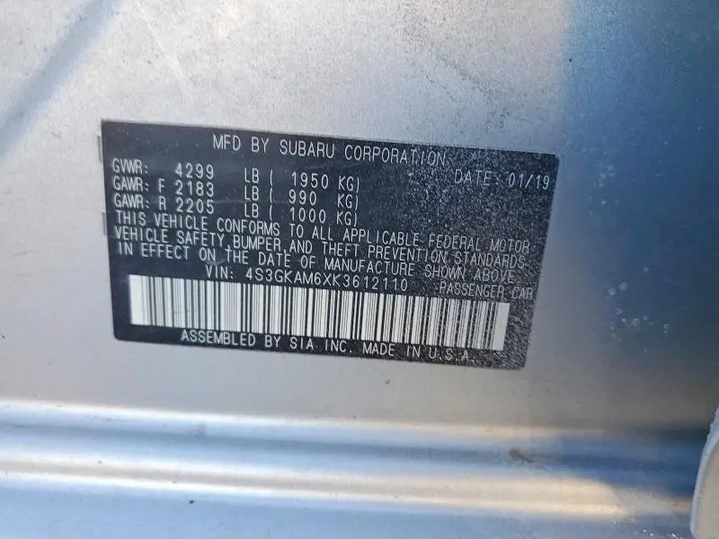 2019 SUBARU IMPREZA SPORT  