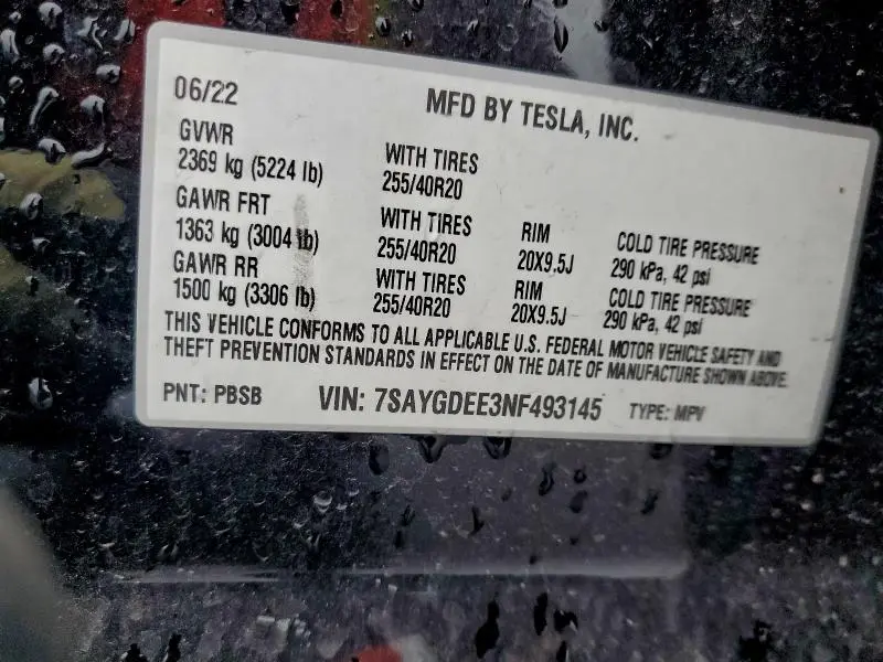 2022 TESLA MODEL Y   