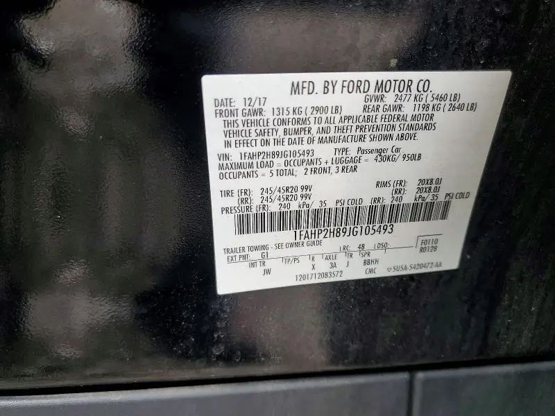 2018 FORD TAURUS SEL  