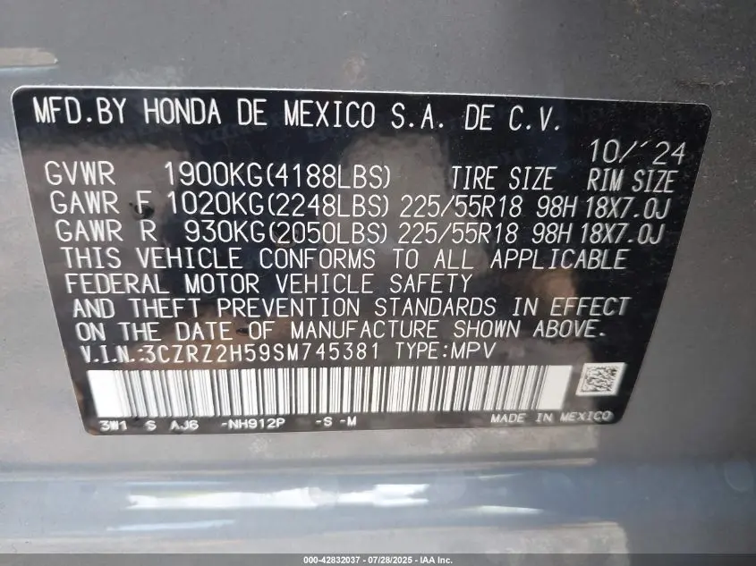 2025 HONDA HR-V AWD SPORT