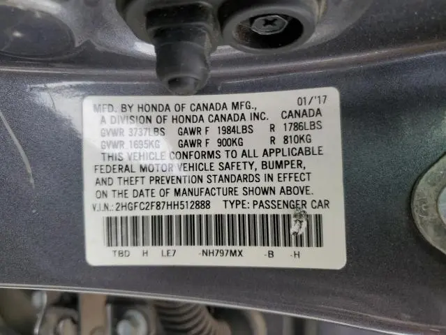 2017 HONDA CIVIC EX  