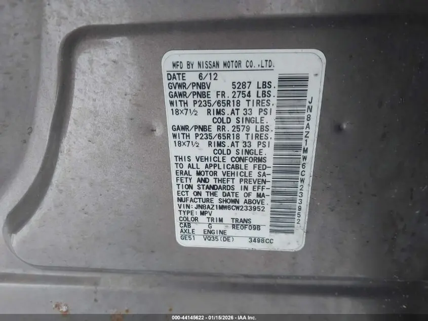 2012 NISSAN MURANO SL