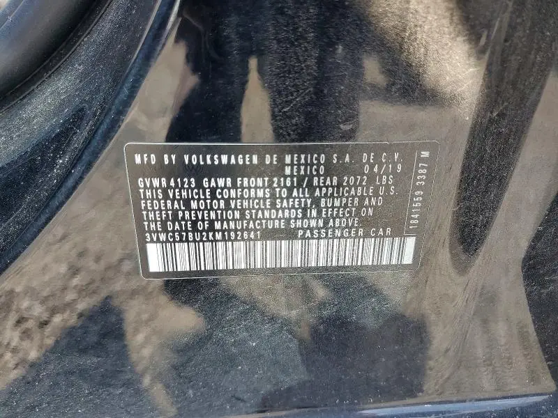 2019 VOLKSWAGEN JETTA S  