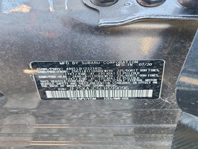 2020 SUBARU FORESTER PREMIUM  