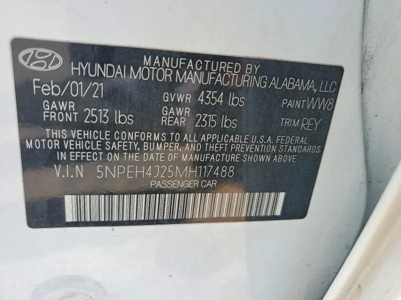 2021 HYUNDAI SONATA LIMITED  