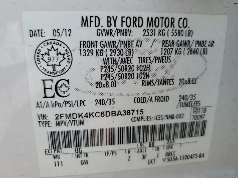 2013 FORD EDGE LIMITED  