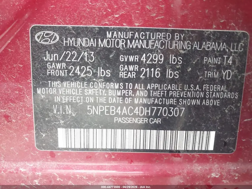 2013 HYUNDAI SONATA GLS