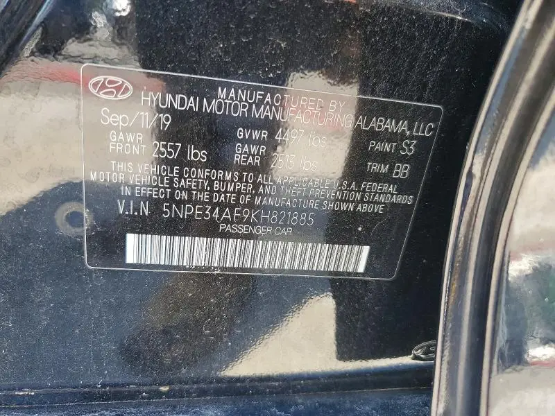 2019 HYUNDAI SONATA SEL  