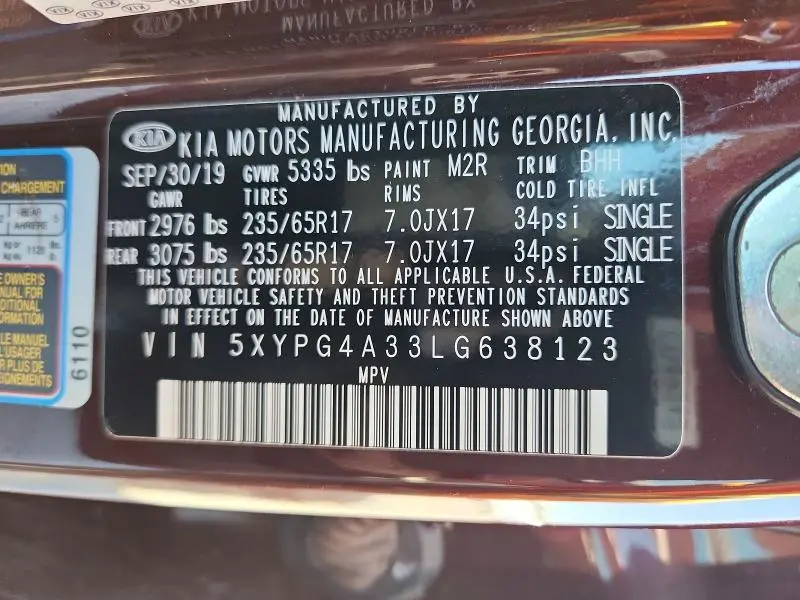 2020 KIA SORENTO LX  