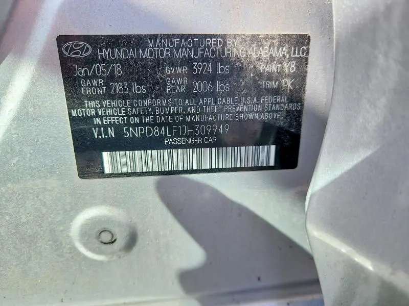 2018 HYUNDAI ELANTRA SEL  