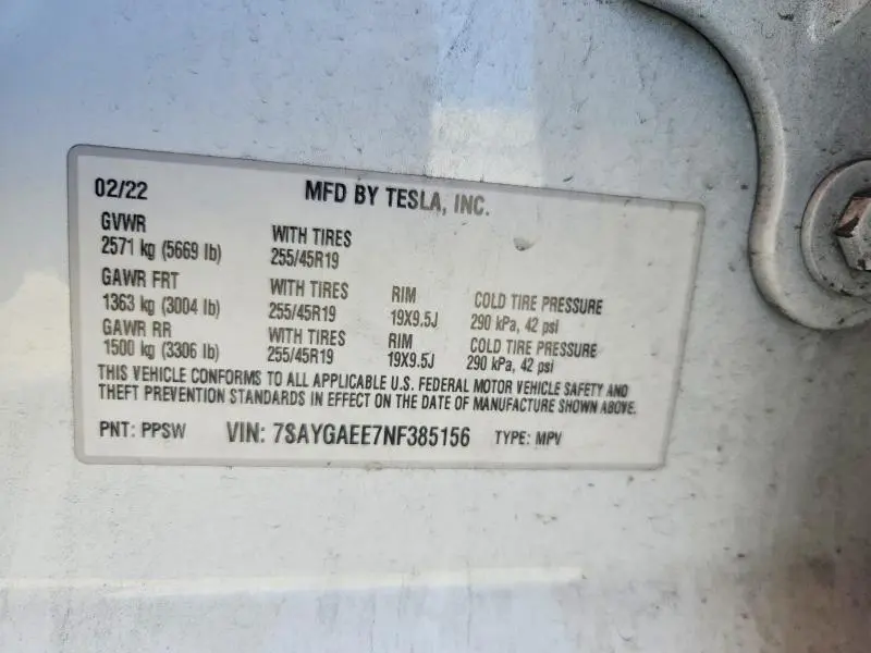 2022 TESLA MODEL Y   