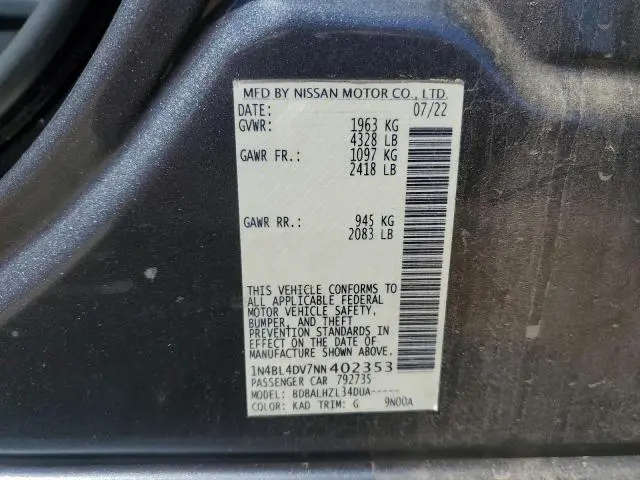 2022 NISSAN ALTIMA SV  