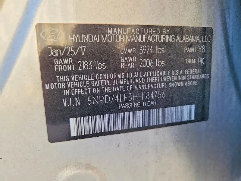 2017 HYUNDAI ELANTRA SE  