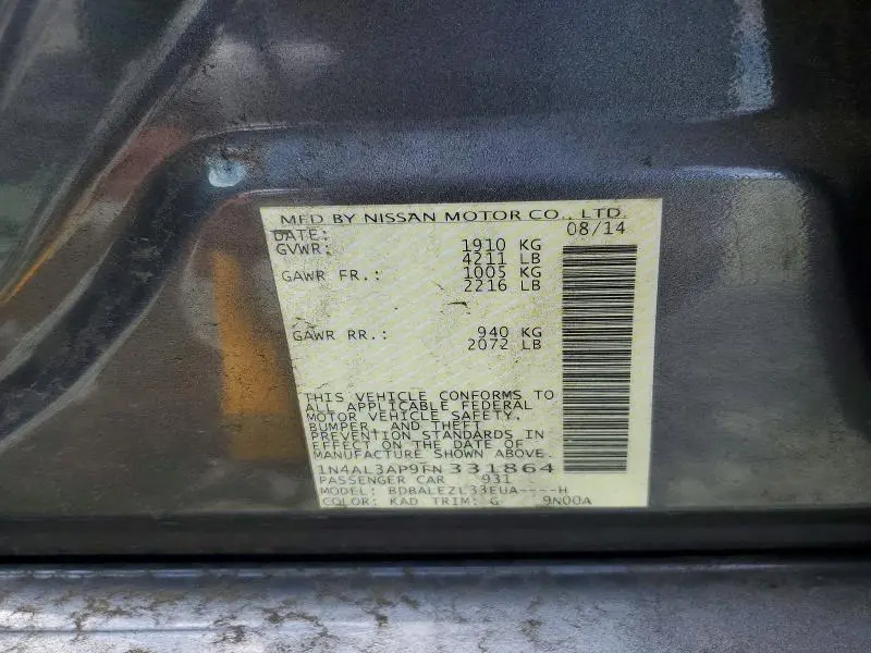 2015 NISSAN ALTIMA 2.5 S  