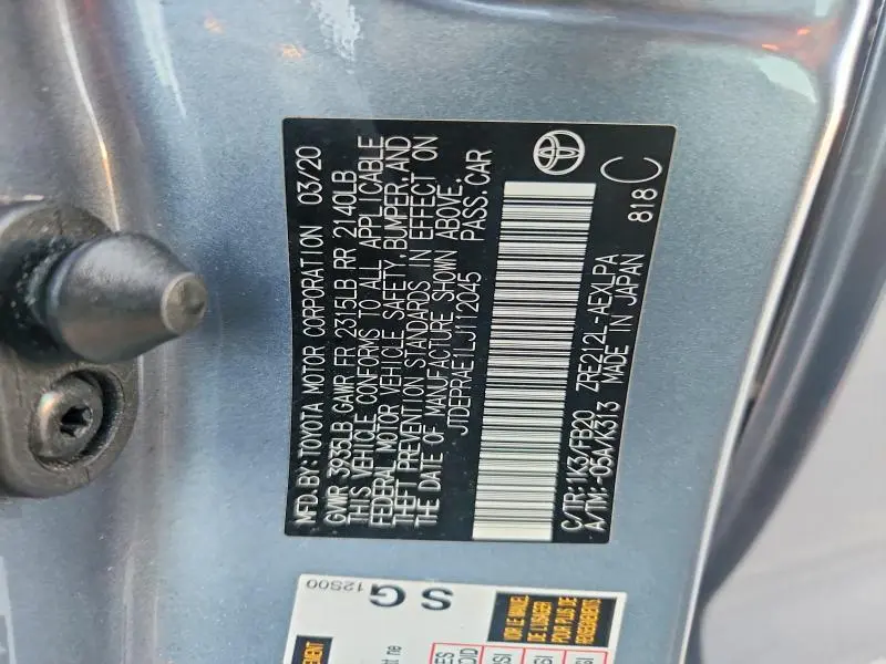 2020 TOYOTA COROLLA LE  