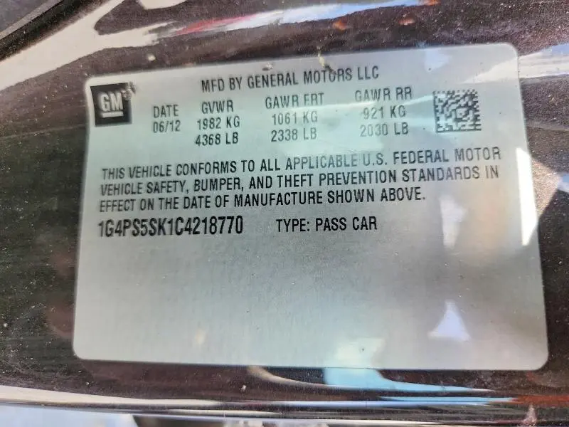 2012 BUICK VERANO   