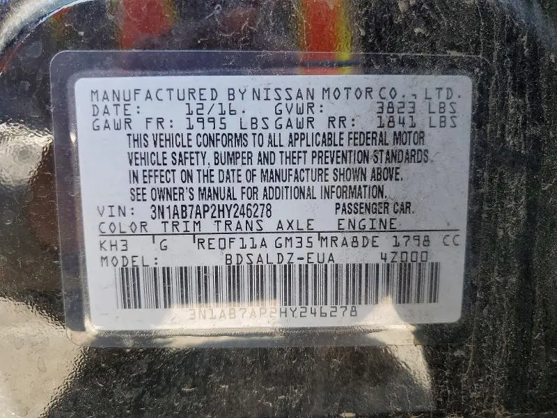 2017 NISSAN SENTRA SV  