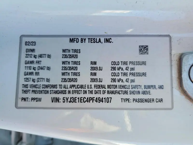 2023 TESLA MODEL 3   