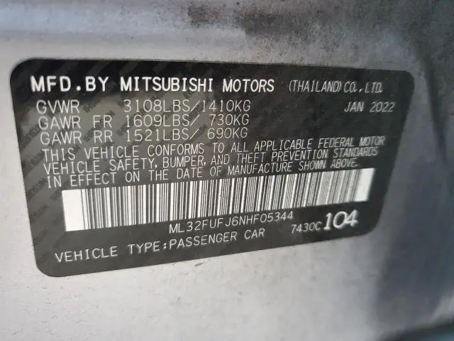 2022 MITSUBISHI MIRAGE G4 ES