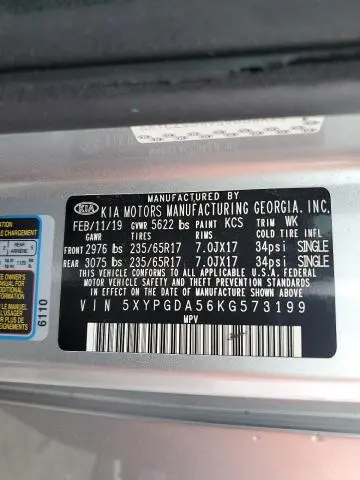 2019 KIA SORENTO LX  