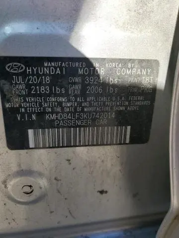 2019 HYUNDAI ELANTRA SEL  