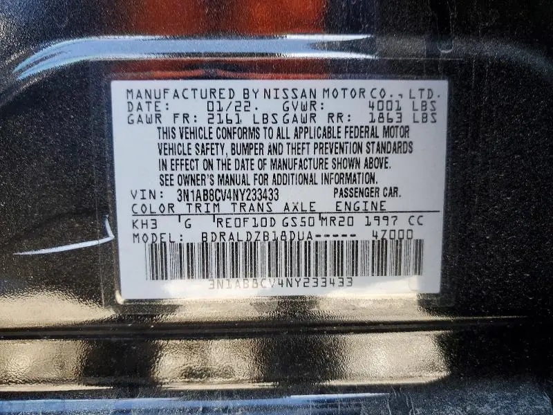 2022 NISSAN SENTRA SV  