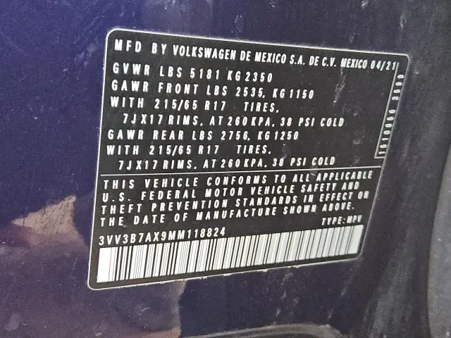 2021 VOLKSWAGEN TIGUAN SE  