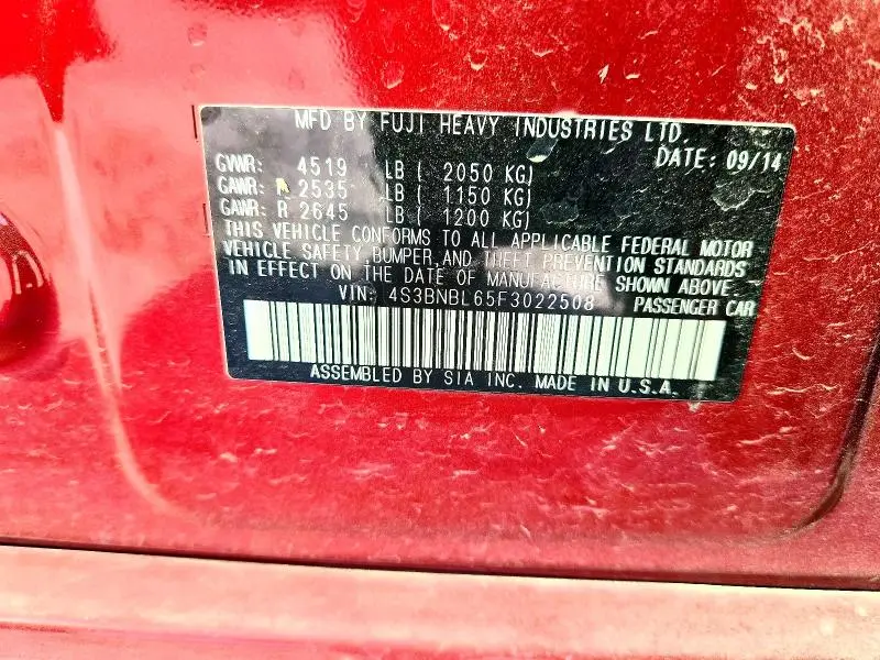2015 SUBARU LEGACY 2.5I LIMITED  