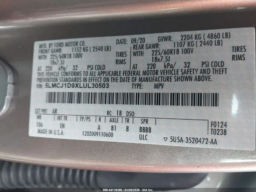 2020 LINCOLN CORSAIR STANDARD