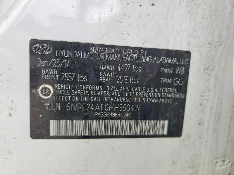 2017 HYUNDAI SONATA SE  