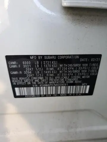 2021 SUBARU ASCENT LIMITED  