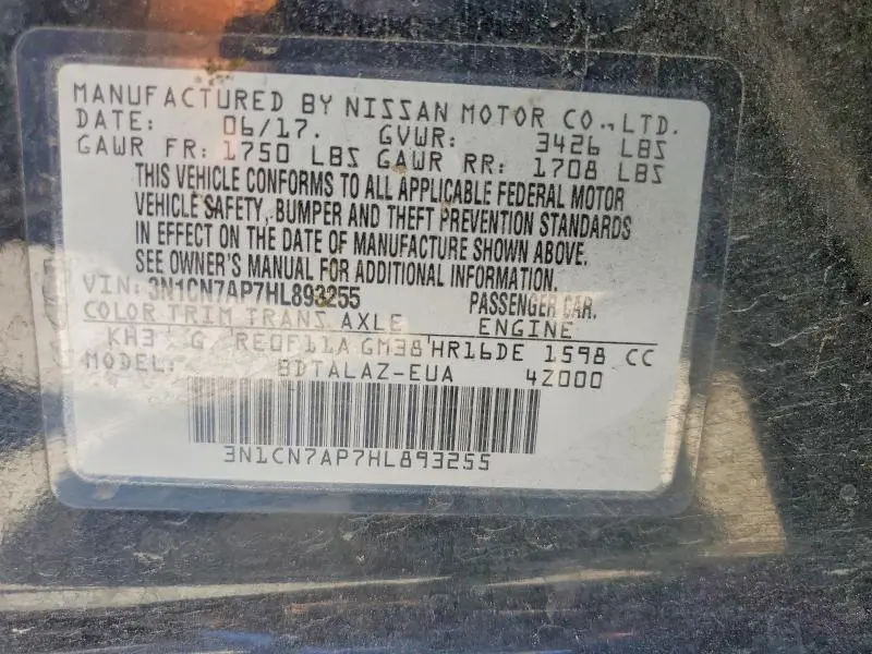 2017 NISSAN VERSA   