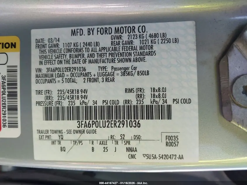 2014 FORD FUSION HYBRID SE