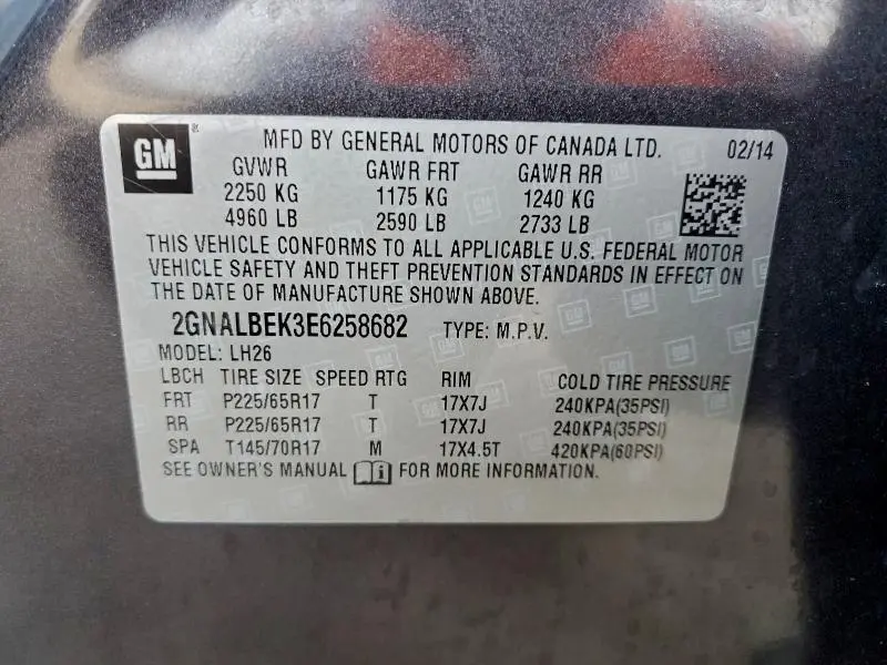 2014 CHEVROLET EQUINOX LT  