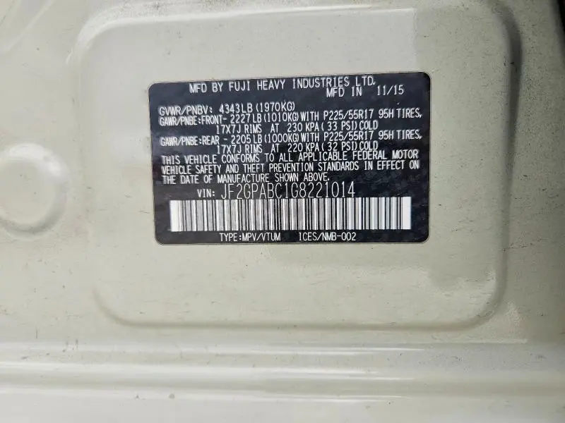 2016 SUBARU CROSSTREK PREMIUM  