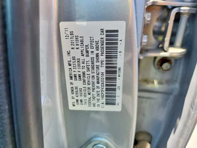2012 HONDA ACCORD LXP  