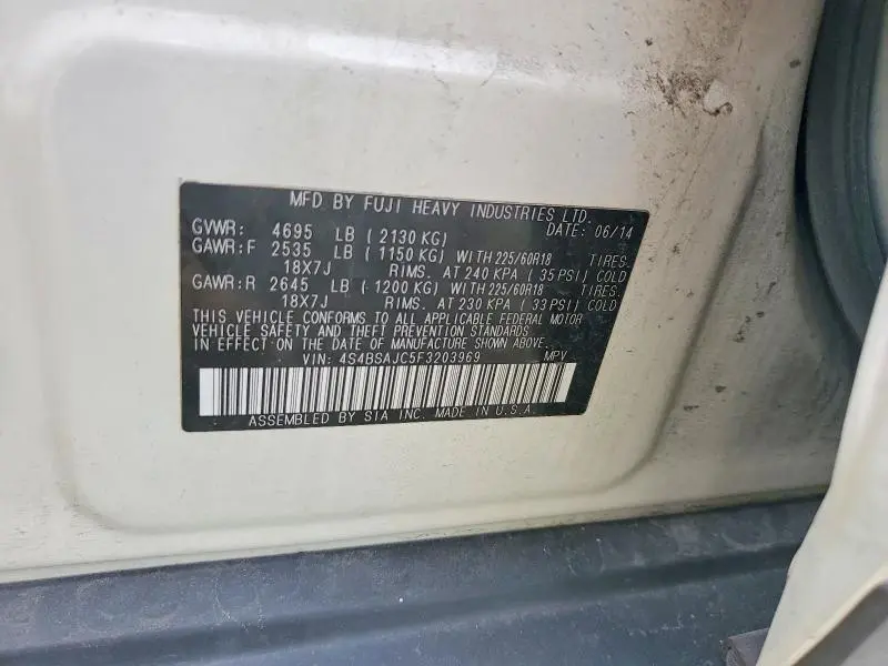 2015 SUBARU OUTBACK 2.5I LIMITED  