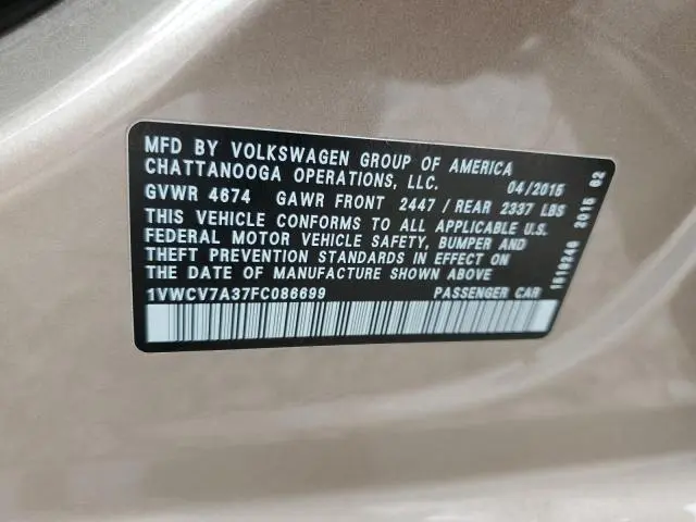 2015 VOLKSWAGEN PASSAT SEL  
