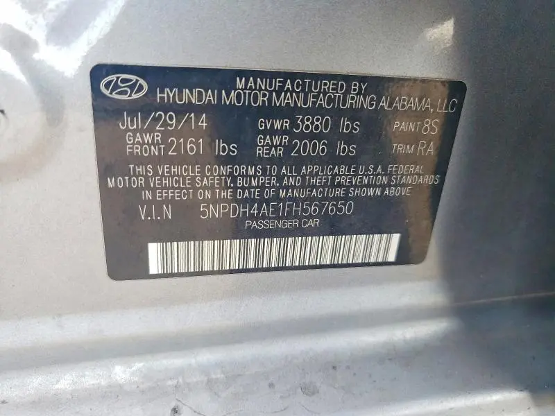 2015 HYUNDAI ELANTRA SE  