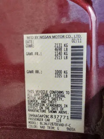 2011 NISSAN MAXIMA S  