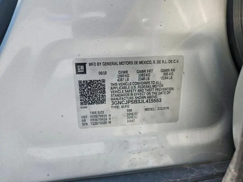 2018 CHEVROLET TRAX 1LT  
