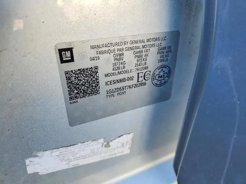 2019 CHEVROLET MALIBU LT  