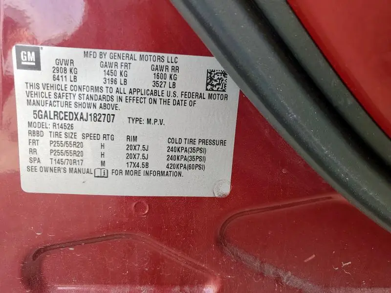 2010 BUICK ENCLAVE CXL  