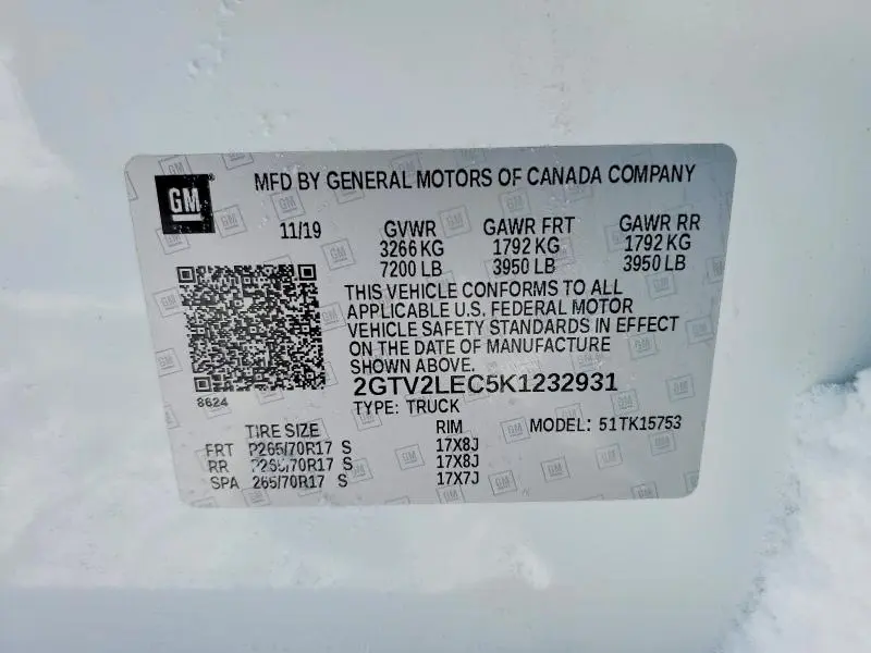 2019 GMC SIERRA LIMITED K1500  