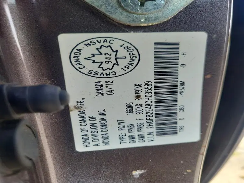 2012 HONDA CIVIC LX  
