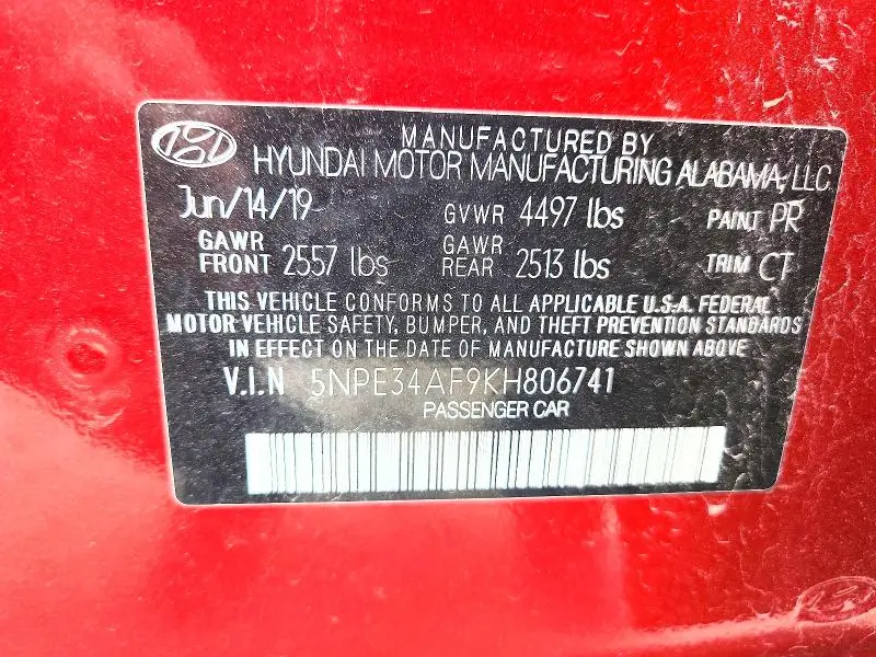 2019 HYUNDAI SONATA SPORT  