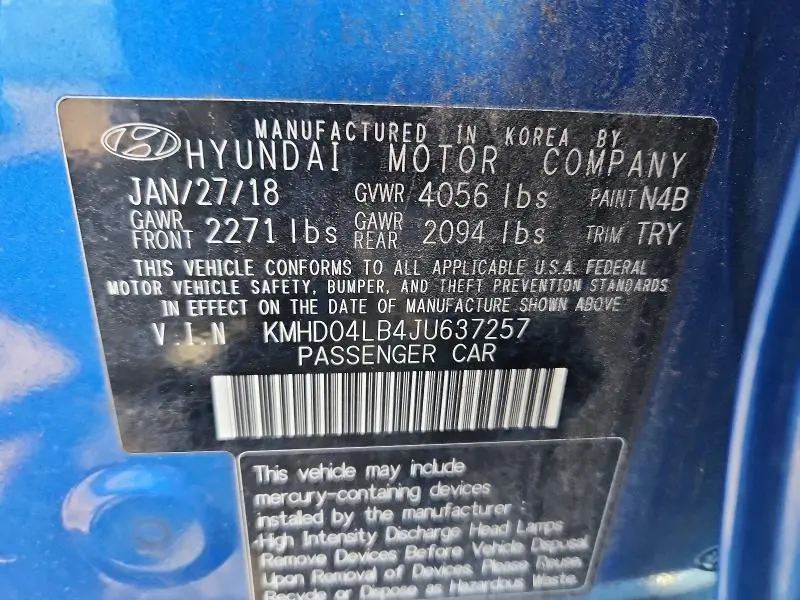 2018 HYUNDAI ELANTRA SPORT  