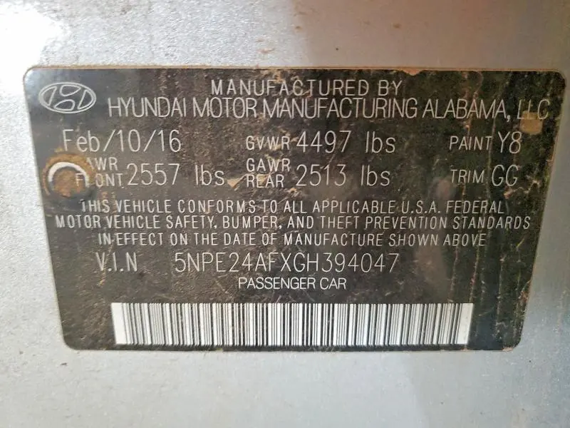 2016 HYUNDAI SONATA SE  