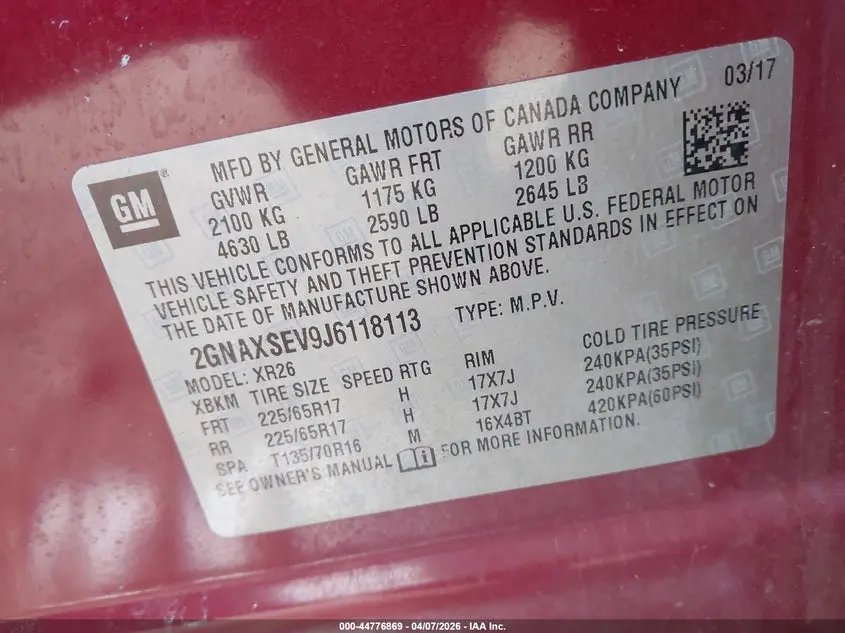 2018 CHEVROLET EQUINOX LT