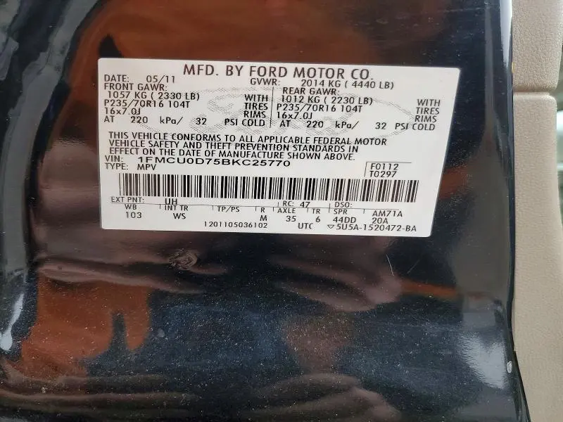 2011 FORD ESCAPE XLT  